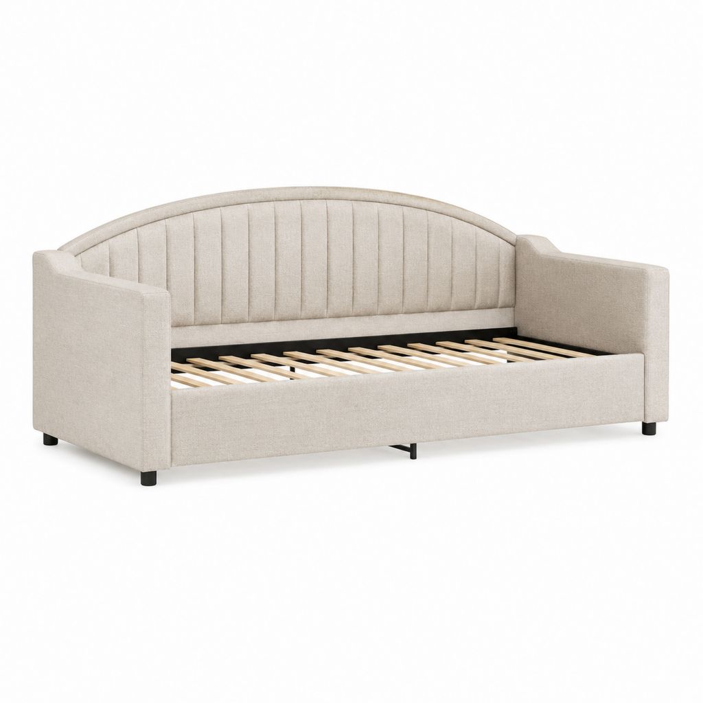 Tagesbett Polsterbett Beige Polyester Rechteckig 90 x 200 cm