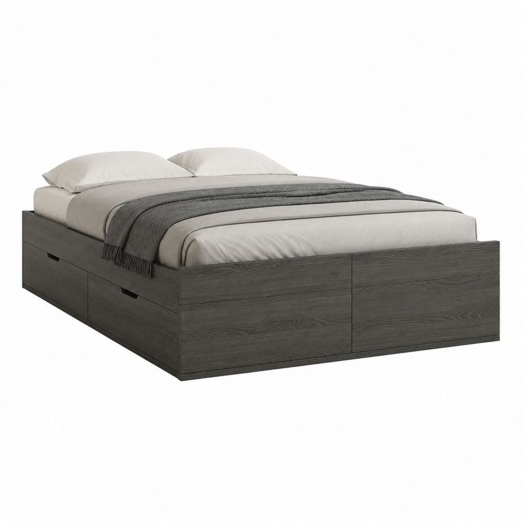 Stauraumbett Doppelbett Anthrazit Spanplatte rechteckig 160 x 200 cm