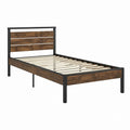 Einzelbett Bettgestell 90 x 200 cm Braun Schwarz aus Stahl MDF mit Lattenrost
