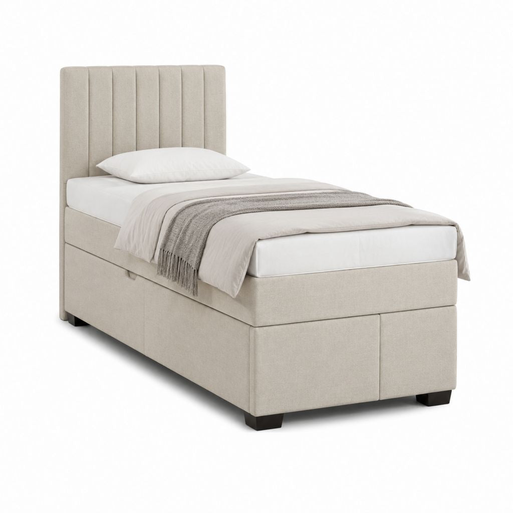 Polsterbett Beige Polyester Rechteckig Liegefläche 90 x 200 cm