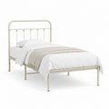 Metallbett Einzelbett Cremeweiß pulverbeschichteter Stahl 90 x 200 cm