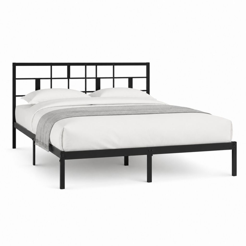 Doppelbett Bettgestell Schwarz pulverbeschichteter Stahl rechteckig 140 x 200 cm