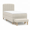 Polsterbett Einzelbett mit Matratze und Sitzbank Beige Polyester Rechteckig 90 x 200 cm