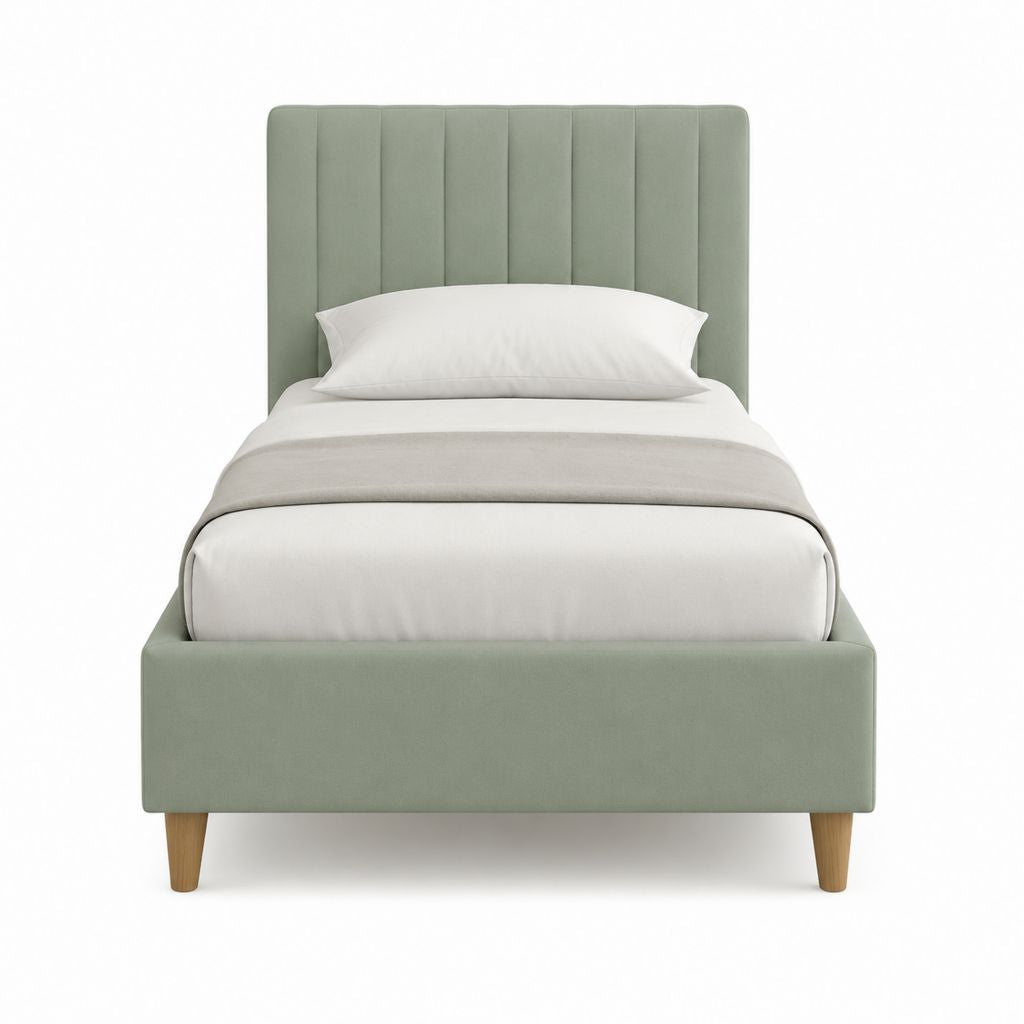 Polsterbett Einzelbett Salbeigrün Polyester Rechteckig 90 x 200 cm
