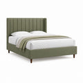 Polsterbett Doppelbett Olivgrün mit Polyester-Samtbezug rechteckig für Matratze 160 x 200 cm