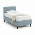 Polsterbett Einzelbett Hellblau Polyester mit gepolstertem Kopfteil 90 x 200 cm