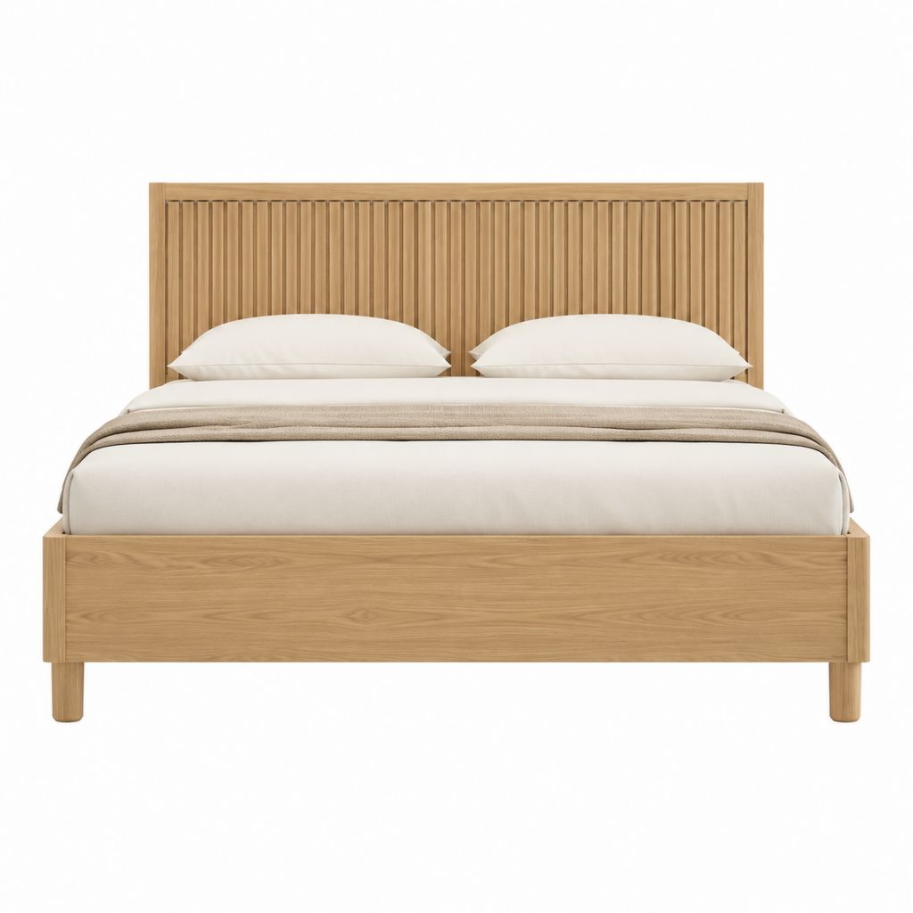 Doppelbett Bettgestell Natur Eichenholz rechteckig 180 x 200 cm