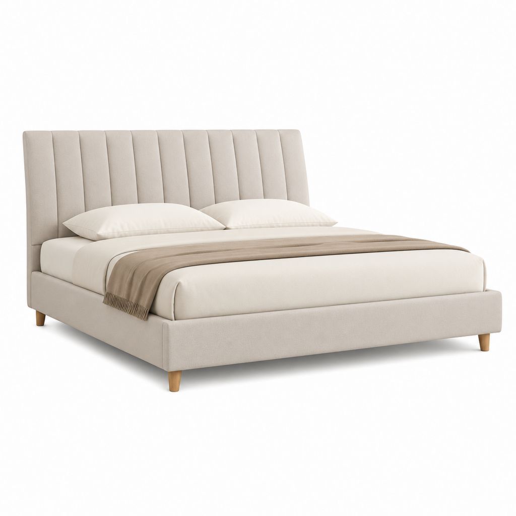 Polsterbett Doppelbett Beige Polyester Rechteckig 160 x 200 cm