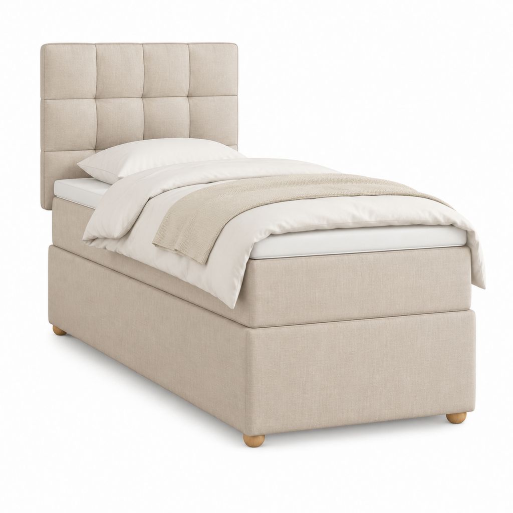 Polsterbett Einzelbett Beige Polyester Rechteckig 90 x 200 cm