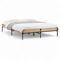Doppelbett Bettgestell Natur Schwarz aus massivem Kiefernholz und Stahl 160 x 200 cm