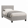 Polsterbett Einzelbett Grau Polyester mit Lattenrost 90 x 200 cm