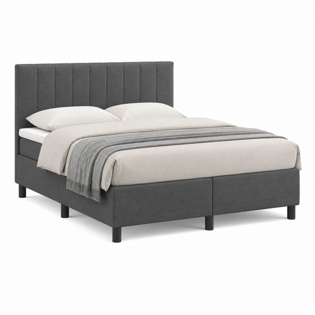 Polsterbett Doppelbett dunkelgrau Polyester rechteckig 160 x 200 cm
