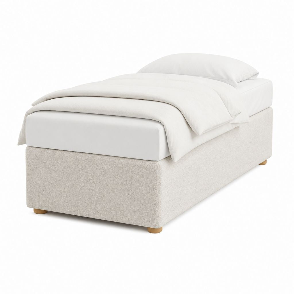 Polsterbett Einzelbett Creme Polyester 90 x 200 cm